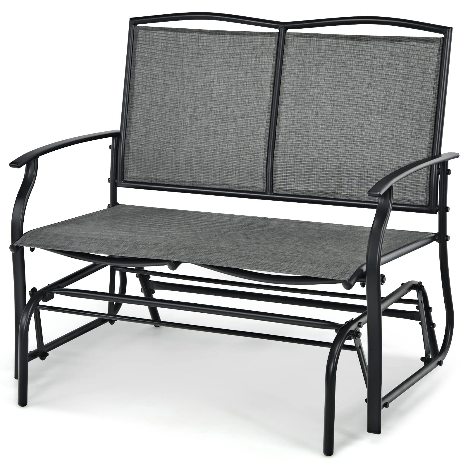 2-Person Patio Swing Glider Bench, Outdoor Rocker Glider Loveseat Chair